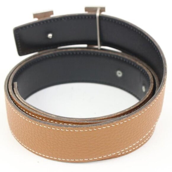 Hermès Size 85 Brown x Black x Silver 32mm Reversible H Logo Belt Kit 74h418s main image 5